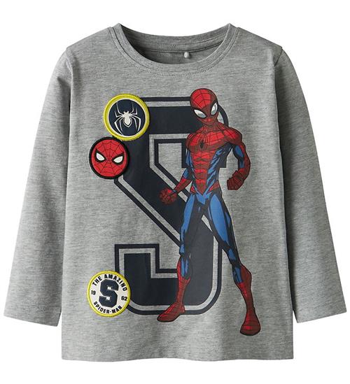 Name It Bluse - Noos - NmmDeep - Spiderman - Grey Melange
