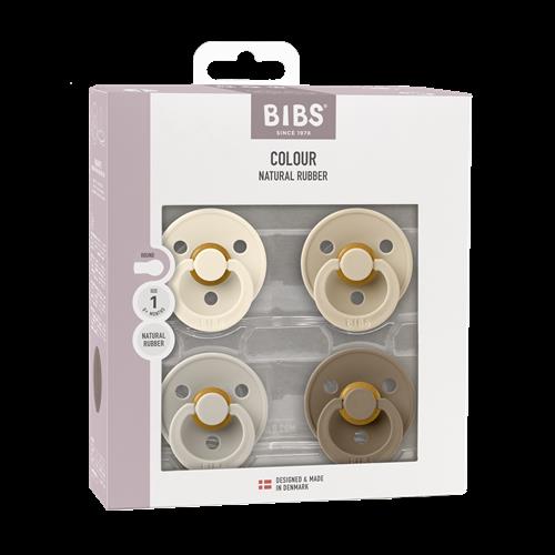 BIBS Colour 4-pak Latex-sutter Ivory Sand Ivory Sand 0+ months  Hvid  0+ måneder  unisex