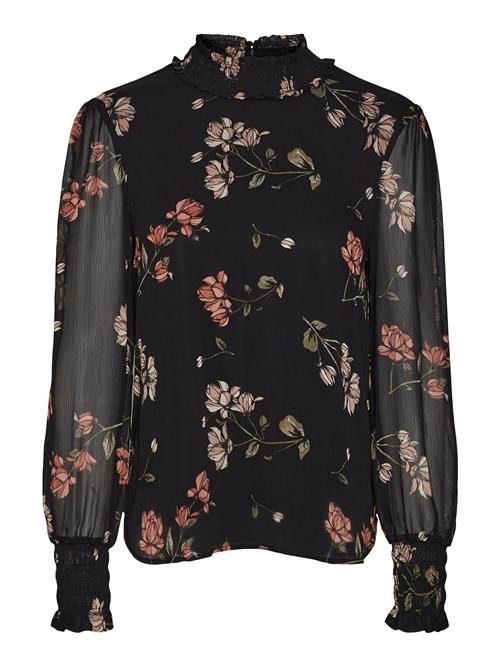 VERO MODA Bluse 'Smilla'  oliven / lyserød / rustrød / sort