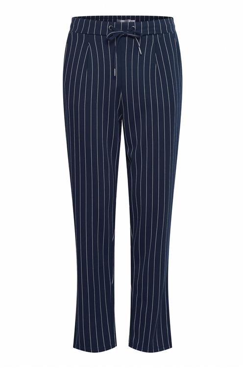 Fransa Bukser med lægfolder 'Blenda'  navy / hvid