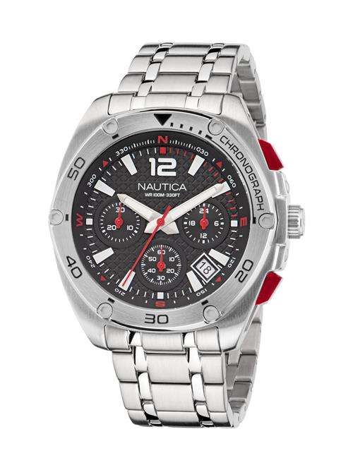 NAUTICA Analogt ur 'Nautica'  blodrød / sort / sølv / hvid
