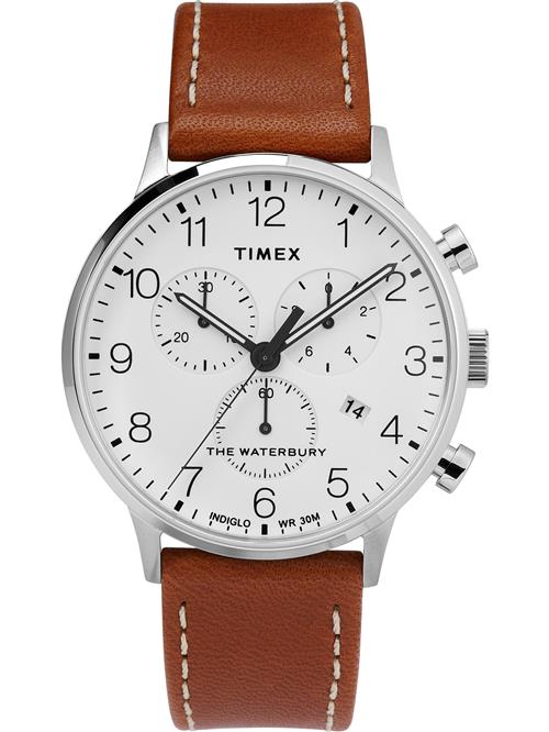 TIMEX Analogt ur 'Waterbury Heritage'  brun / sort / sølv / hvid