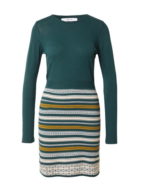 ABOUT YOU Strikkjole 'Penelope'  mørkegrøn / blandingsfarvet