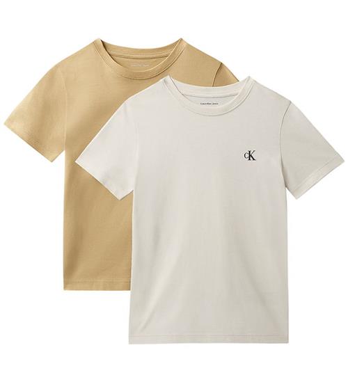 Calvin Klein T-shirts - 2-pak - Monogram - Sandy Beige/Whitecap