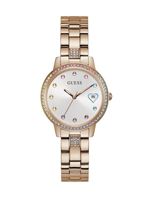 GUESS Analogt ur 'THREE OF HEARTS'  lyseblå / rosa guld / lyserød / hvid