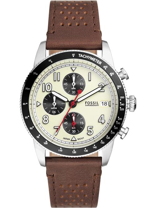 FOSSIL Analogt ur  elfenben / brun / sort / sølv