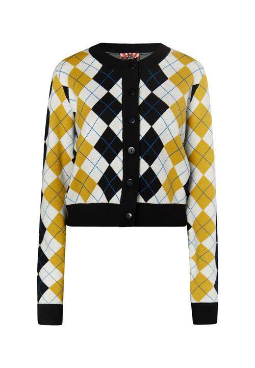 myMo ROCKS Cardigan 'Blonda'  curry / sort / hvid