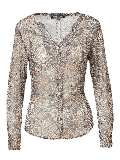 KOROSHI Bluse  brun / sort / offwhite