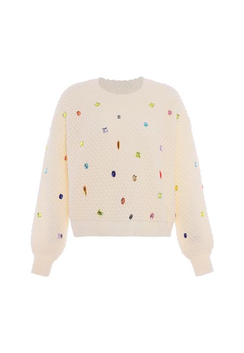 faina Pullover  blå / orange / uldhvid