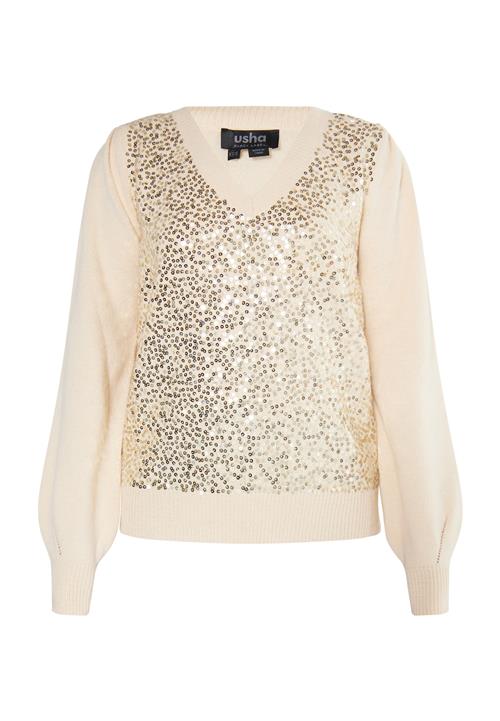 usha BLACK LABEL Pullover 'Nowles'  creme / guld
