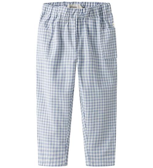 Lil' Atelier Bukser - Loose - NmfTallula - Zen Blue/Hvidternet