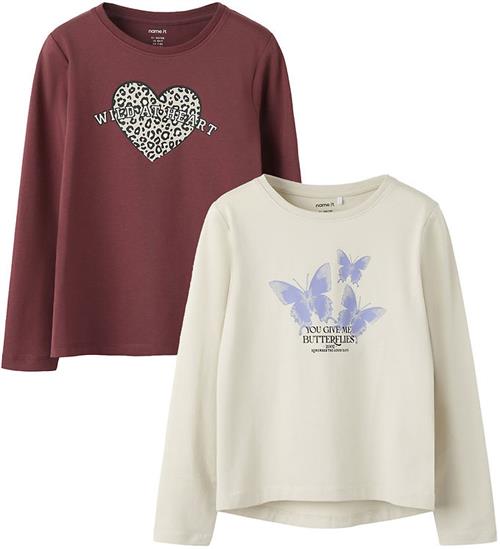 Name It Bluse - 2-pak - NkfVix - Oxblood Red/Pumice Stone