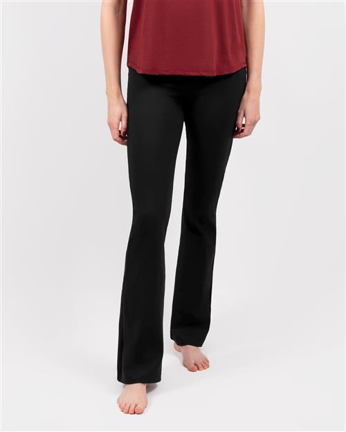 Maya Black Flared Leggings Without Pockets - Regular