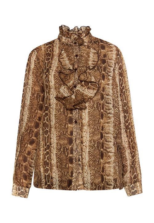 faina Bluse  beige / kastaniebrun