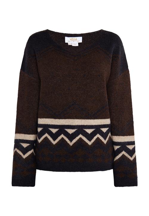 usha FESTIVAL Pullover 'Rakata'  sand / mørkebrun