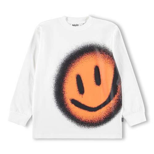 Molo GOTS Rube Langærmet T-shirt Bouncy Smile  Bouncy Smile 98 cm  Hvid  98 cm  mand