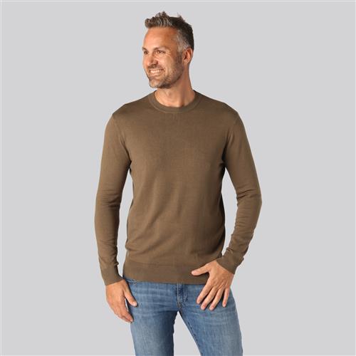 Bambus striktrøje o-hals i sand til mænd