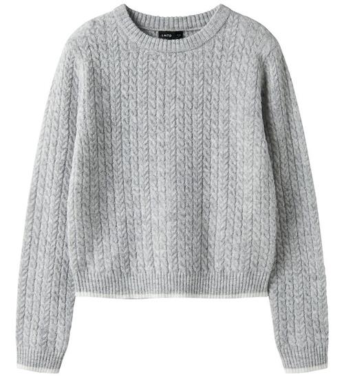 LMTD Bluse - Strik - NlfKaves - Lysegråmeleret/White Contras