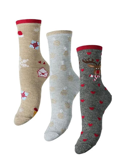Pieces | Pcjingle Glitter Socks 3-Pack Bc | ONE SIZE