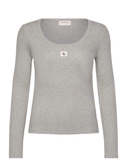 Calvin Klein Jeans | Ls Woven Label 2X2 Rib Scoop Nec | S