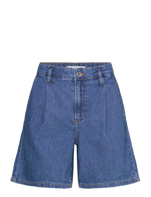 Mango | Mid-Rise Denim Bermuda Shorts With Pleats | 34