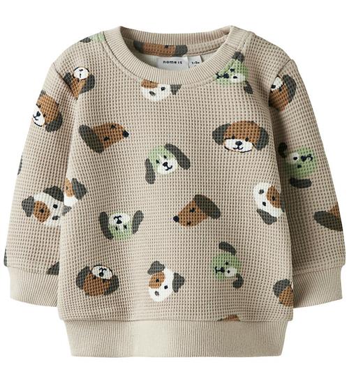 Name It Sweatshirt - Vaflet - NbmTimm - Pumice Stone m. Print