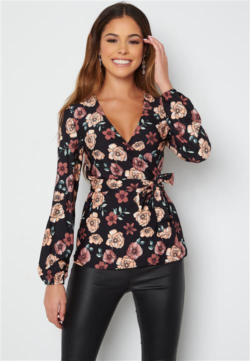 Happy Holly Alba puff sleeve wrap top