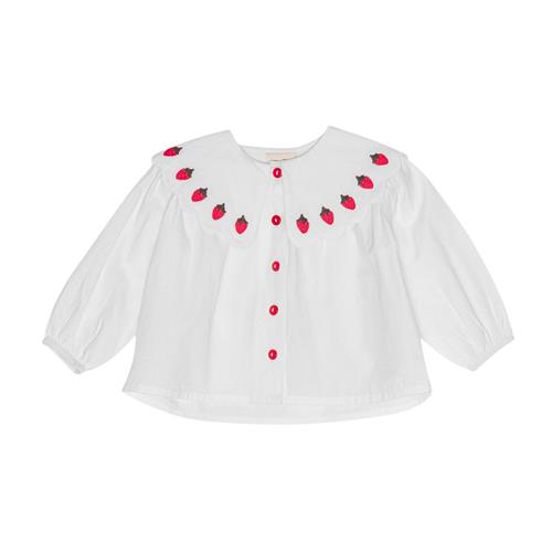 Flöss Everlyn Blouse Bright White Berry 110 cm  Hvid  110 cm  kvinde