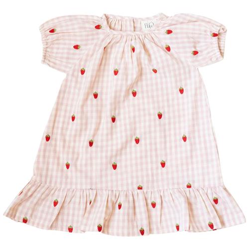 Flöss Dolly Kjole Pink Berry Gingham 98 cm  Lyserød  98 cm  kvinde