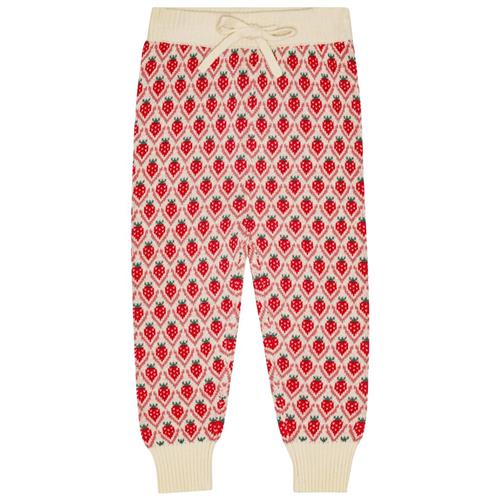 Flöss Zuri Strikkede Bukser Soft White Berry 122 cm  Rød  122 cm  kvinde