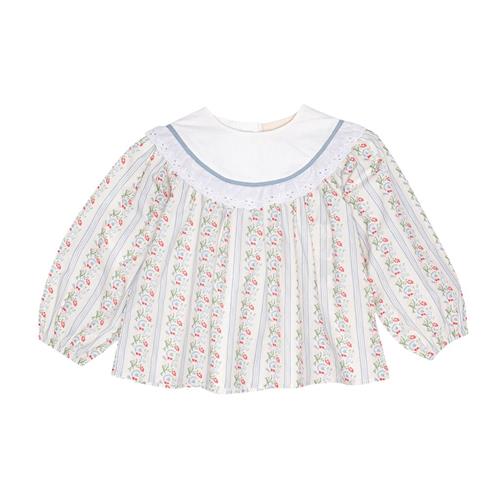 Flöss Abigail Bluse Soft White Bright Blue 86 cm  Hvid  86 cm  kvinde