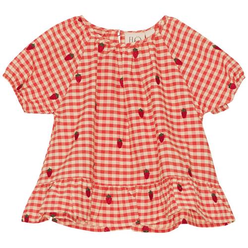 Flöss Molly Bluse Berry Gingham 104cm  Rød  104 cm  kvinde