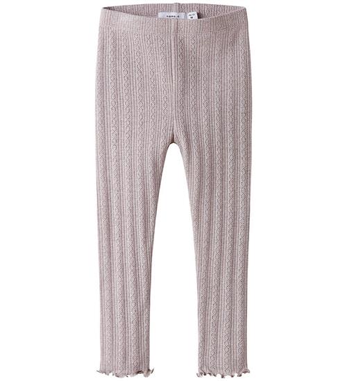 Name It Leggings - Rib/Hulmønster - NmfBlitta - Lilac Marble/Mel