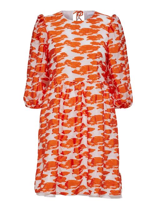 SELECTED Kjole  orange / hvid