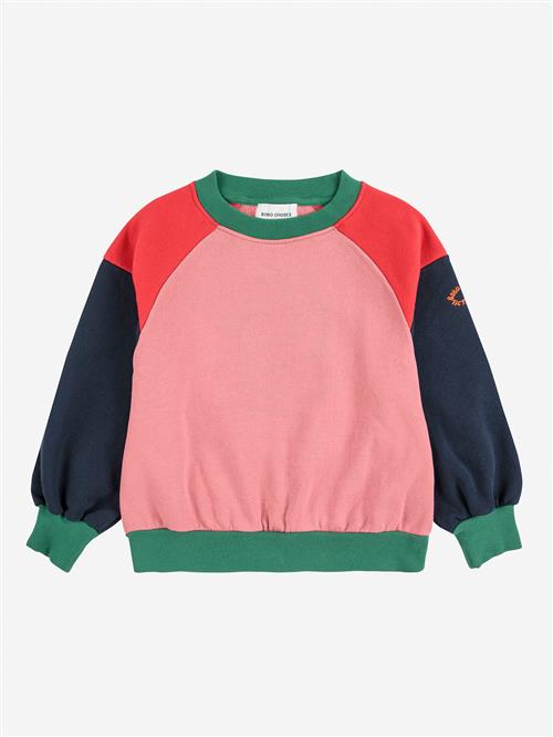 Bobo Choses Tic Tac Toe Color Block Ranglan Sleeve Sweatshirt Multicolor  Multicolor 8-9 Years  Rød  8-9 år  mand