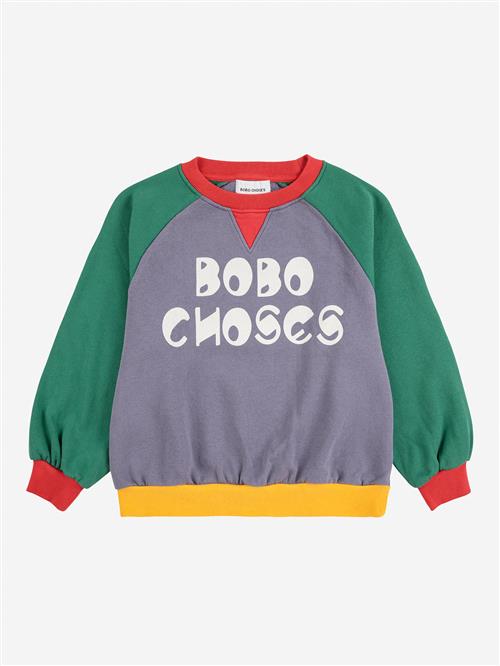Bobo Choses Bobo Choses Color Block Ranglan Sleeve Sweatshirt Multicolor  Multicolor 12-13 Years  Grå  12-13 år  mand