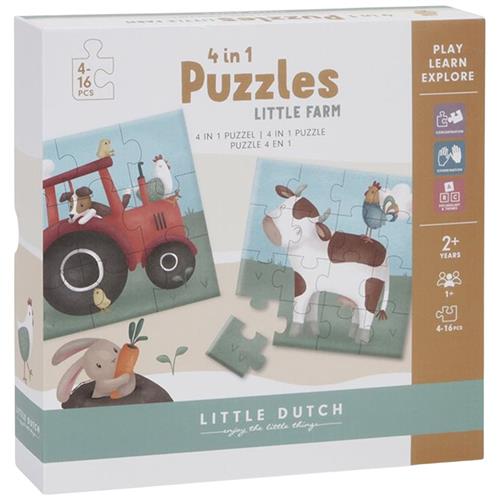 Little Dutch Little Farm FSC 4-in-1 Puslespil 2-4 Y      unisex