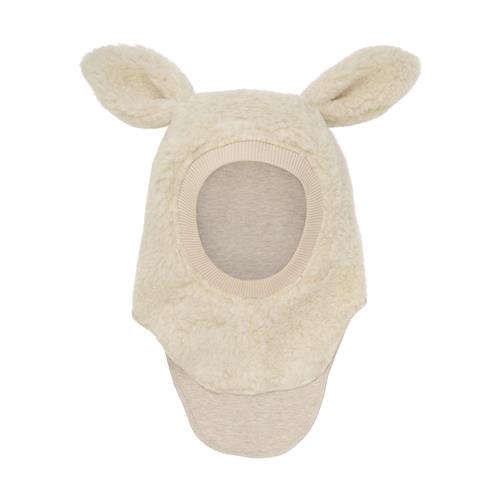 Huttelihut Balaclava Af Uldbamse Med Ører Cement  Cement 53 cm Wool Creme  53 cm  unisex
