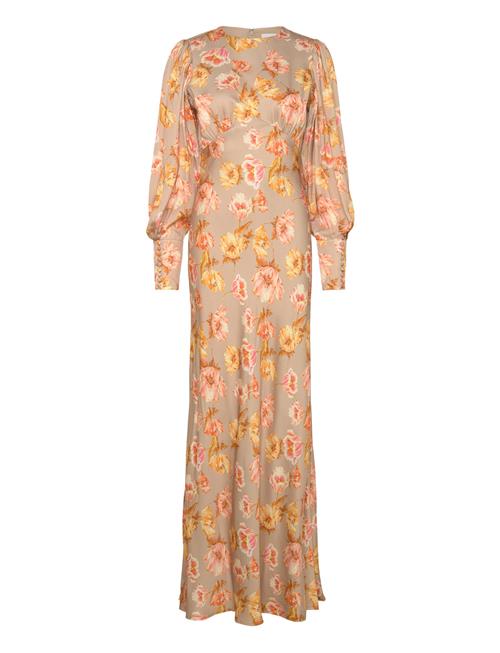 Malina | Alize Long Sleeved Satin Maxi Dress | L