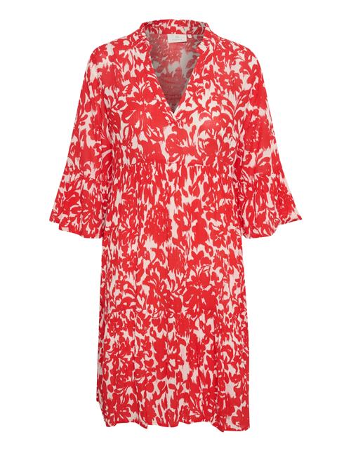 Kaffe Kjole 'Ellen'  rubinrød / hvid