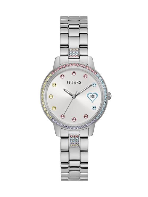 GUESS Analogt ur 'Three Of Hearts'  blå / gul / pink / sølv