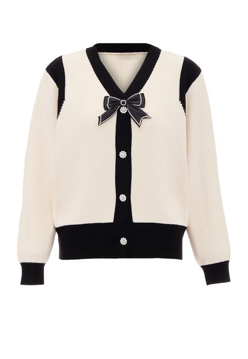 nelice Cardigan  sort / sølv / uldhvid