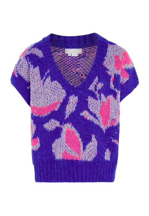 Jalene Pullover  grå-meleret / violetblå / neonpink