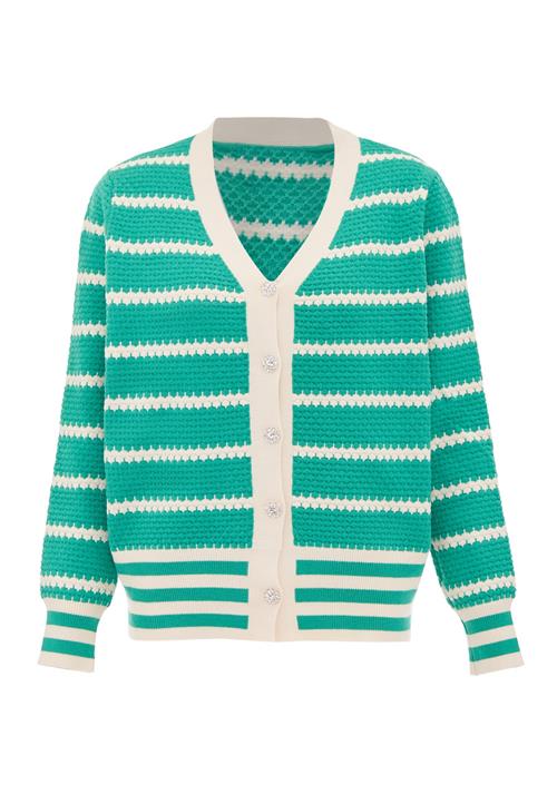 SANIKA Cardigan  grøn / hvid