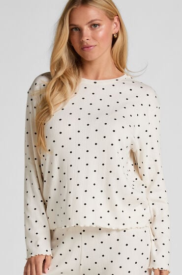 Hunkemöller Pyjama Top Loose Pointelle Hvid