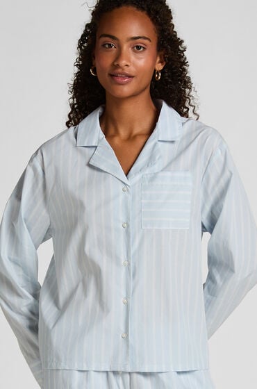 Hunkemöller Jakke i vævet, stribet bomuld Blå