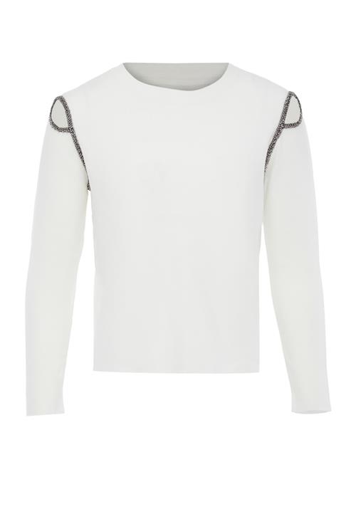 NAEMI Pullover  sølvgrå / uldhvid