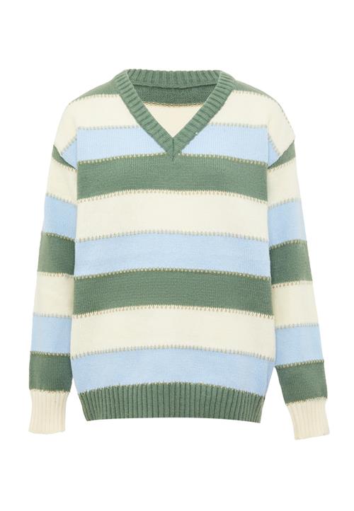 Jalene Pullover  lyseblå / mørkegrøn / naturhvid