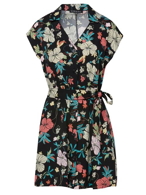 KOROSHI Blusekjole  beige / aqua / grøn / sort