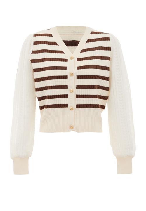 NAEMI Cardigan  mørkebrun / guld / hvid